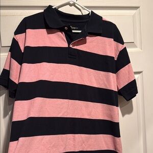 Gap classic Pink and navy blue Striped Polo Shirt large